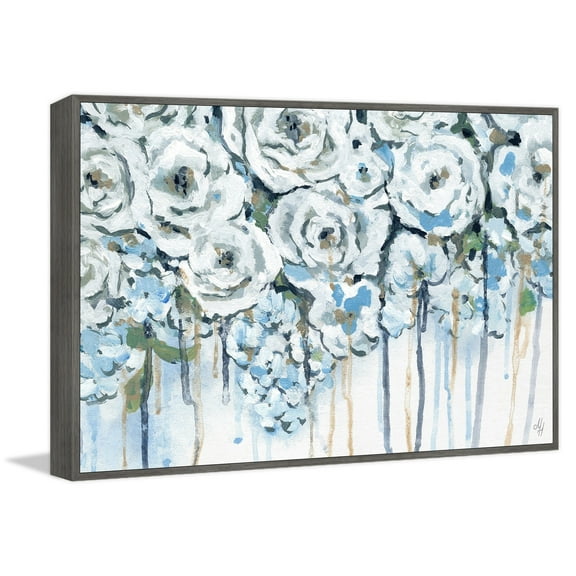MARMONT HILL 'Flower Melt' Floater Framed Painting Print on Canvas - Multi-color 30 x 20