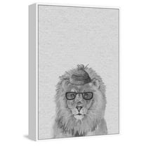 MARMONT HILL - Handmade Funky Lion Floater Framed Print on Canvas 40 x 60