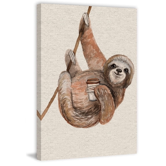 MARMONT HILL - Handmade Hanging Sloth II Print on Wrapped Canvas 24 x 36