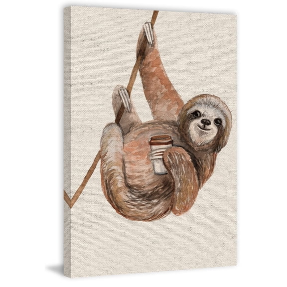 MARMONT HILL  - Handmade Hanging Sloth II Print on Wrapped Canvas 8 x 12