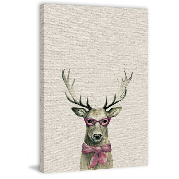 MARMONT HILL  - Handmade Pink Buck II Print on Wrapped Canvas 12 x 18
