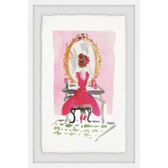 MARMONT HILL Pink Wall Vanity' Framed Painting Print - Multi-Color 8 x 12