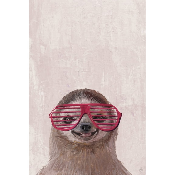 MARMONT HILL  - Handmade Retro Sloth Print on Wrapped Canvas 8 x 12