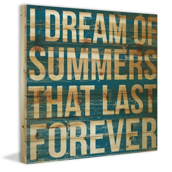 MARMONT HILL 'I Dream of Summers' Painting Print on Natural Pine Wood - Multi-Color 24 x 24