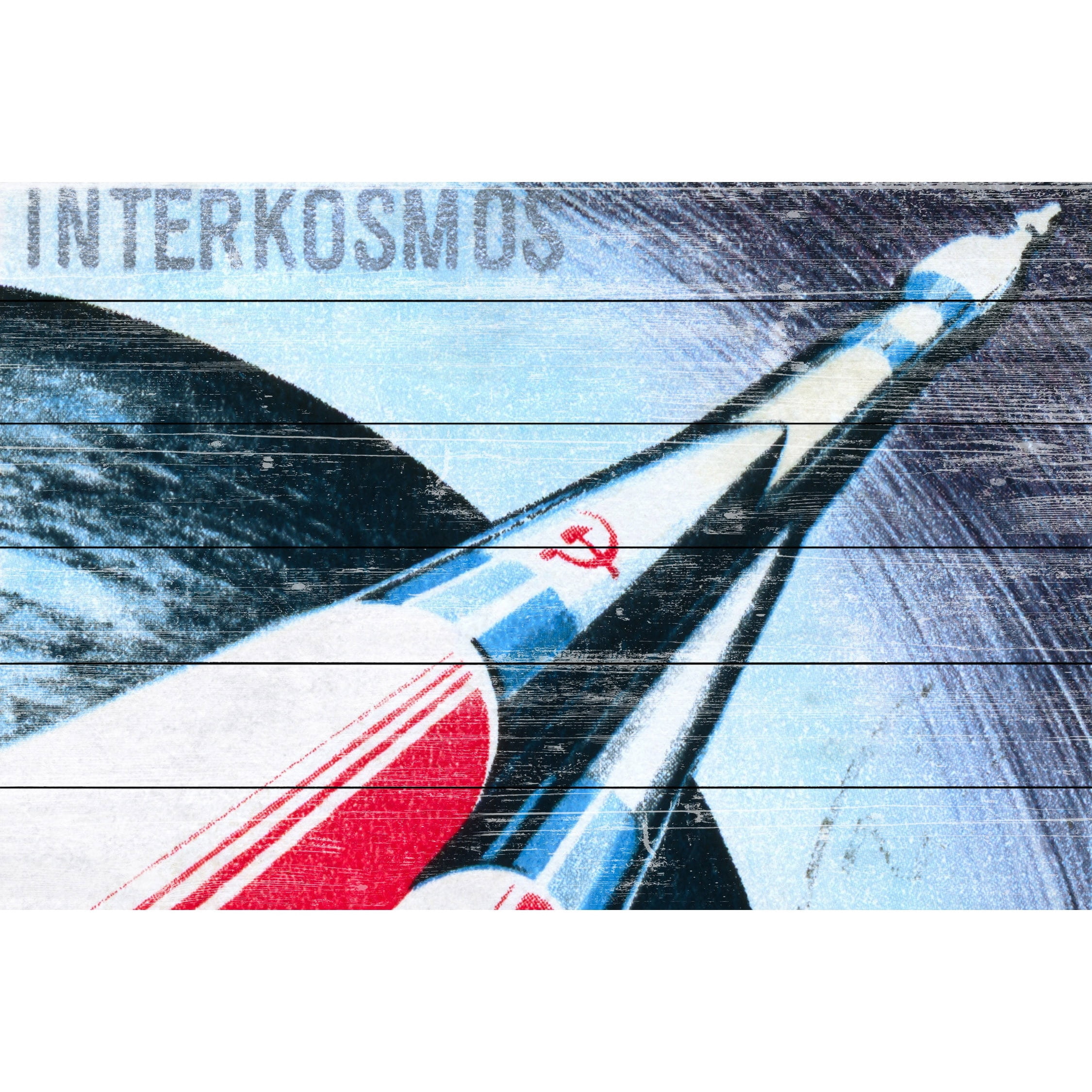 MARMONT HILL  - 'Interkosmos' Painting Print on White Wood - Multi-Color 45 x 30