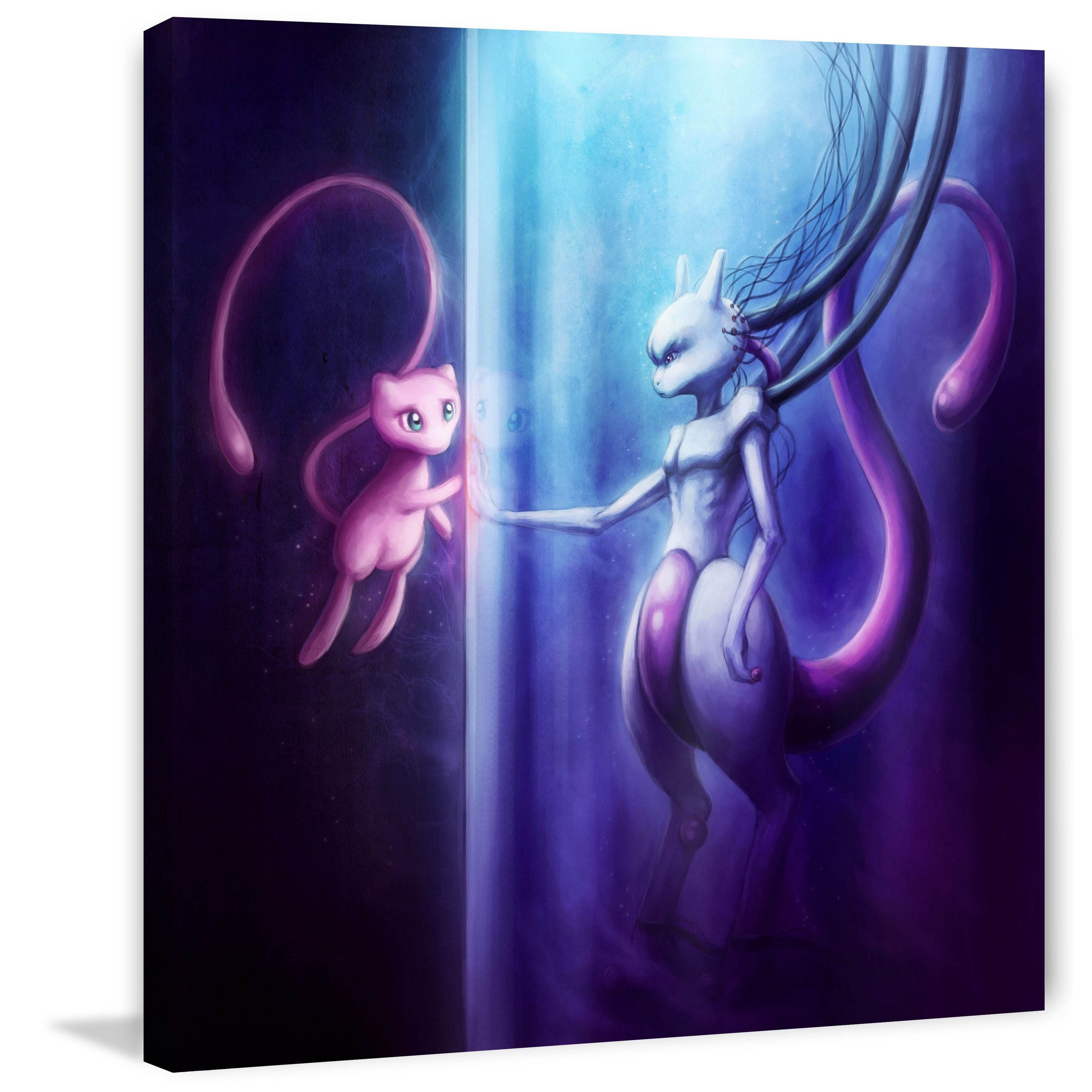 MARMONT HILL  - Mewtu and Mew Painting Print on Canvas - Multi-Color 48 x 48