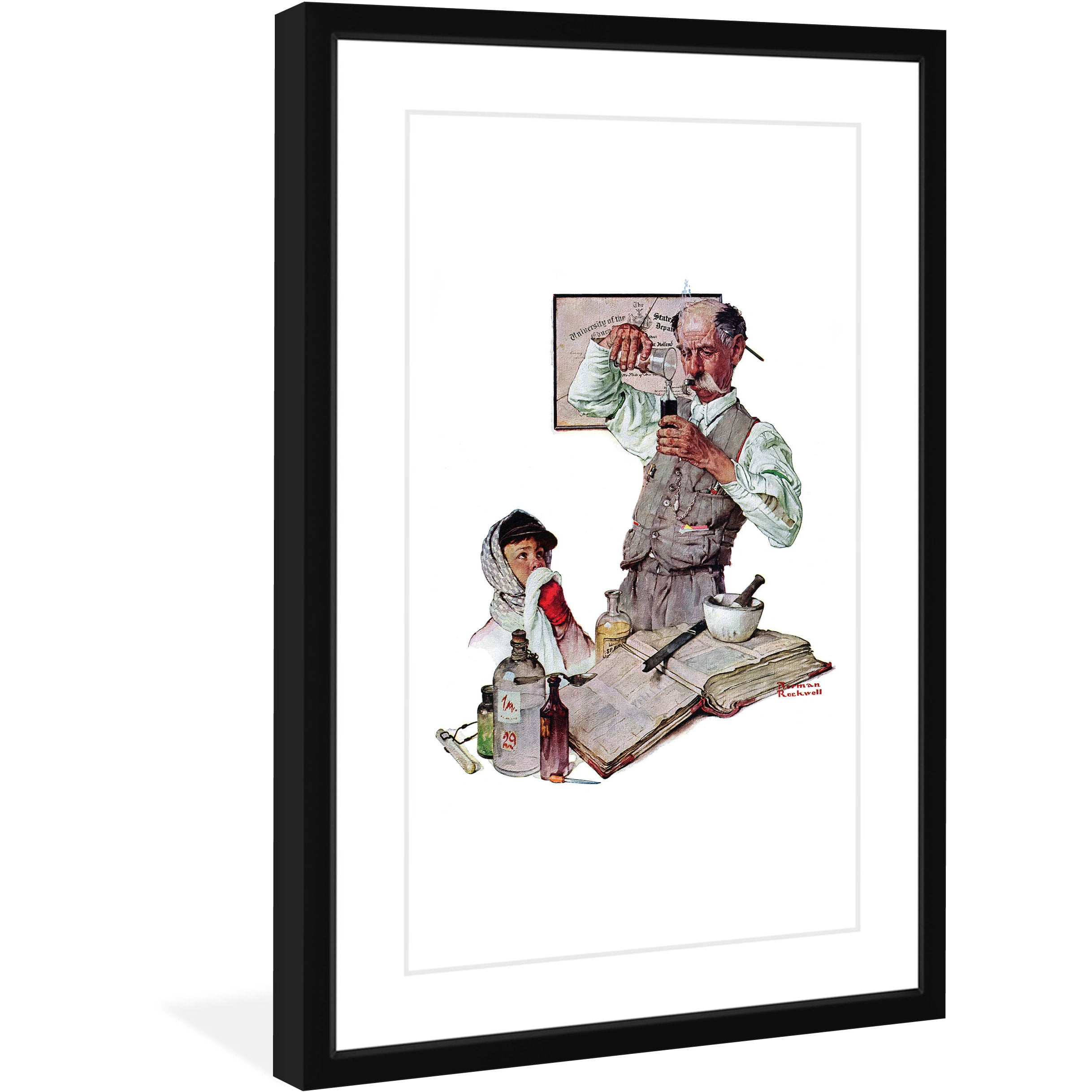 MARMONT HILL Norman Rockwell 'Pharmacist'  Framed Art Print - Multi-Color 24 x 36