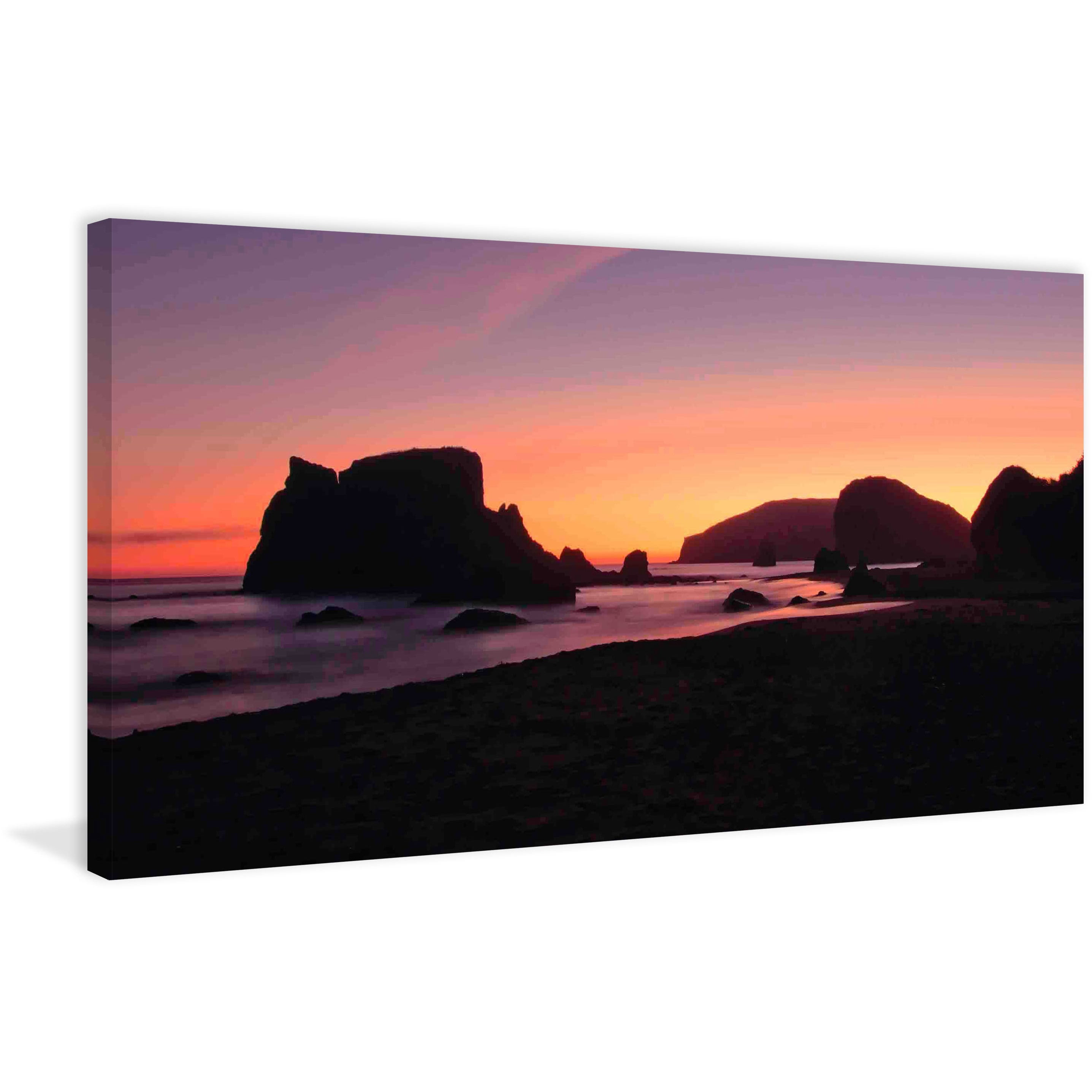 MARMONT HILL  - Oregon Coast Silhouette Painting Print on Canvas - Multi-Color 36 x 18