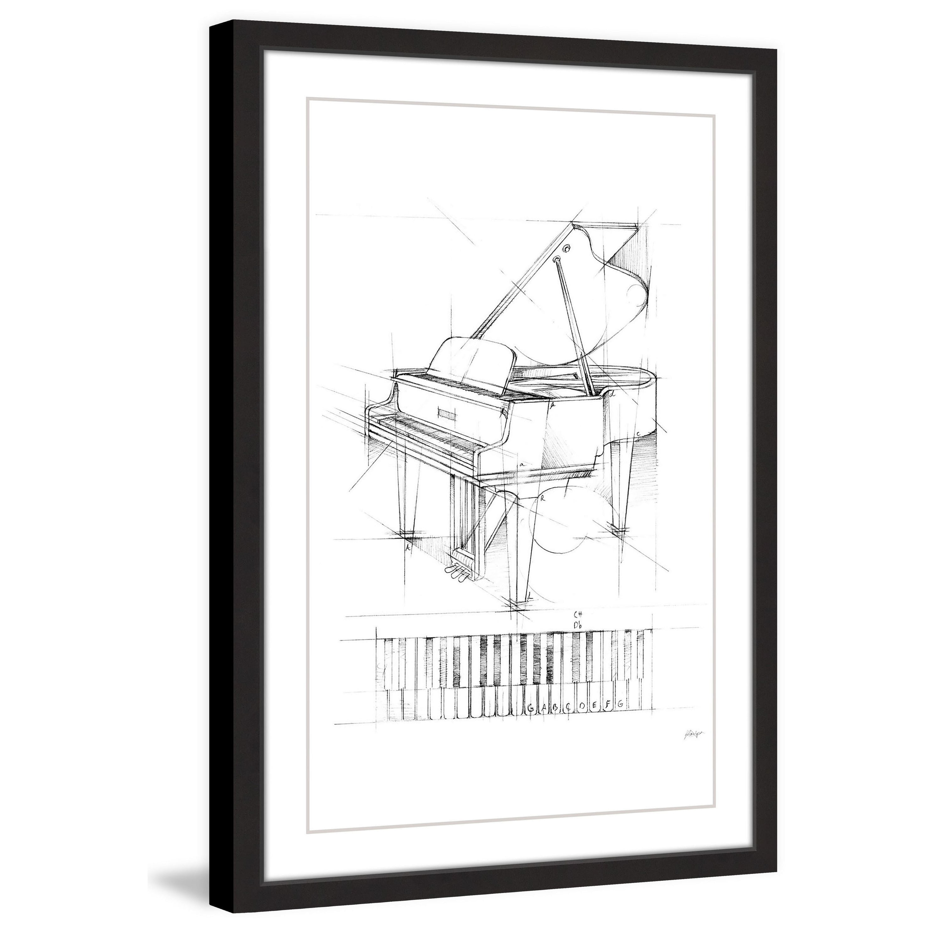 MARMONT HILL  - 'Piano Sketch I' Framed Painting Print 30 x 45