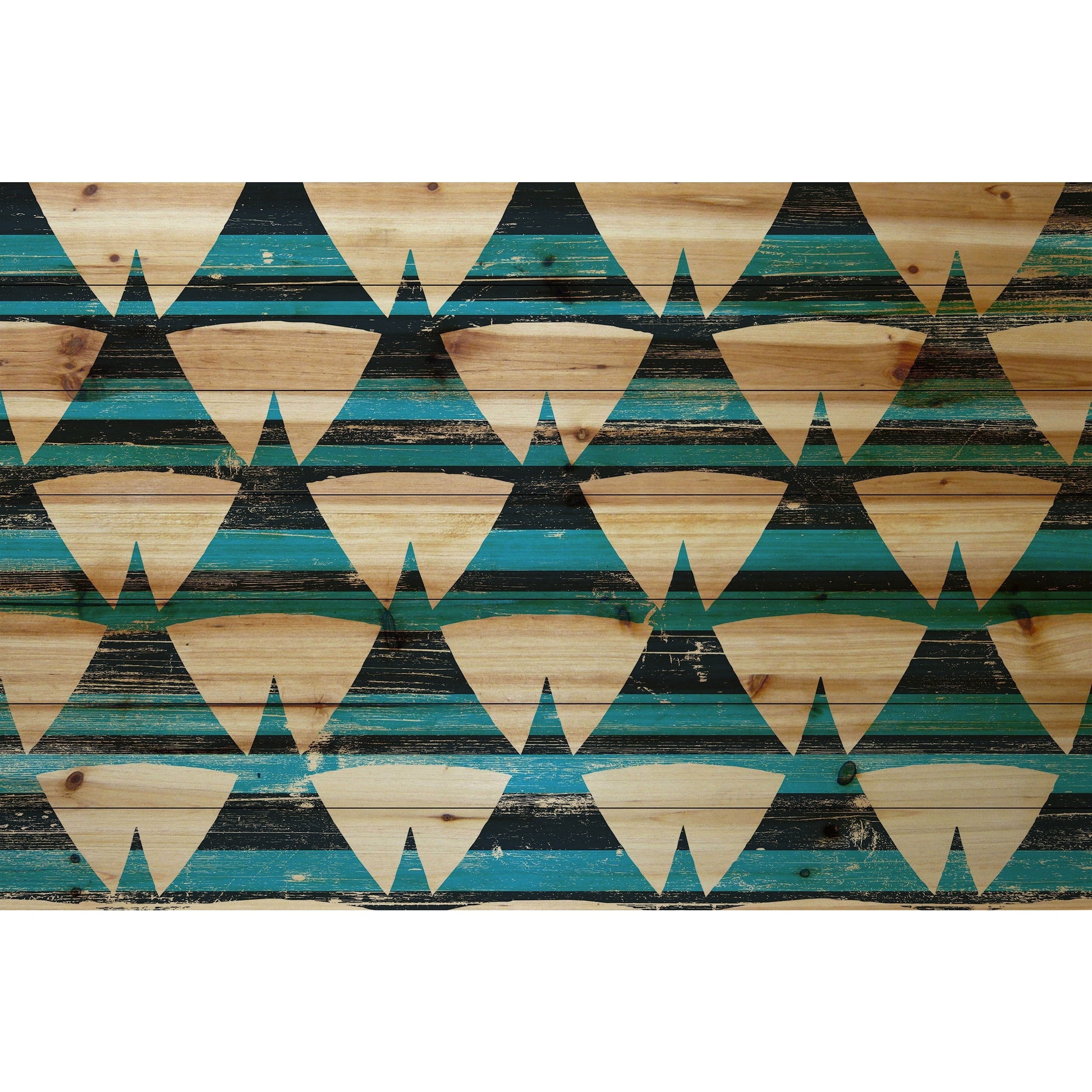 MARMONT HILL  - 'Tentlike Rows' Painting Print on Natural Pine Wood - Multi-Color 36 x 24