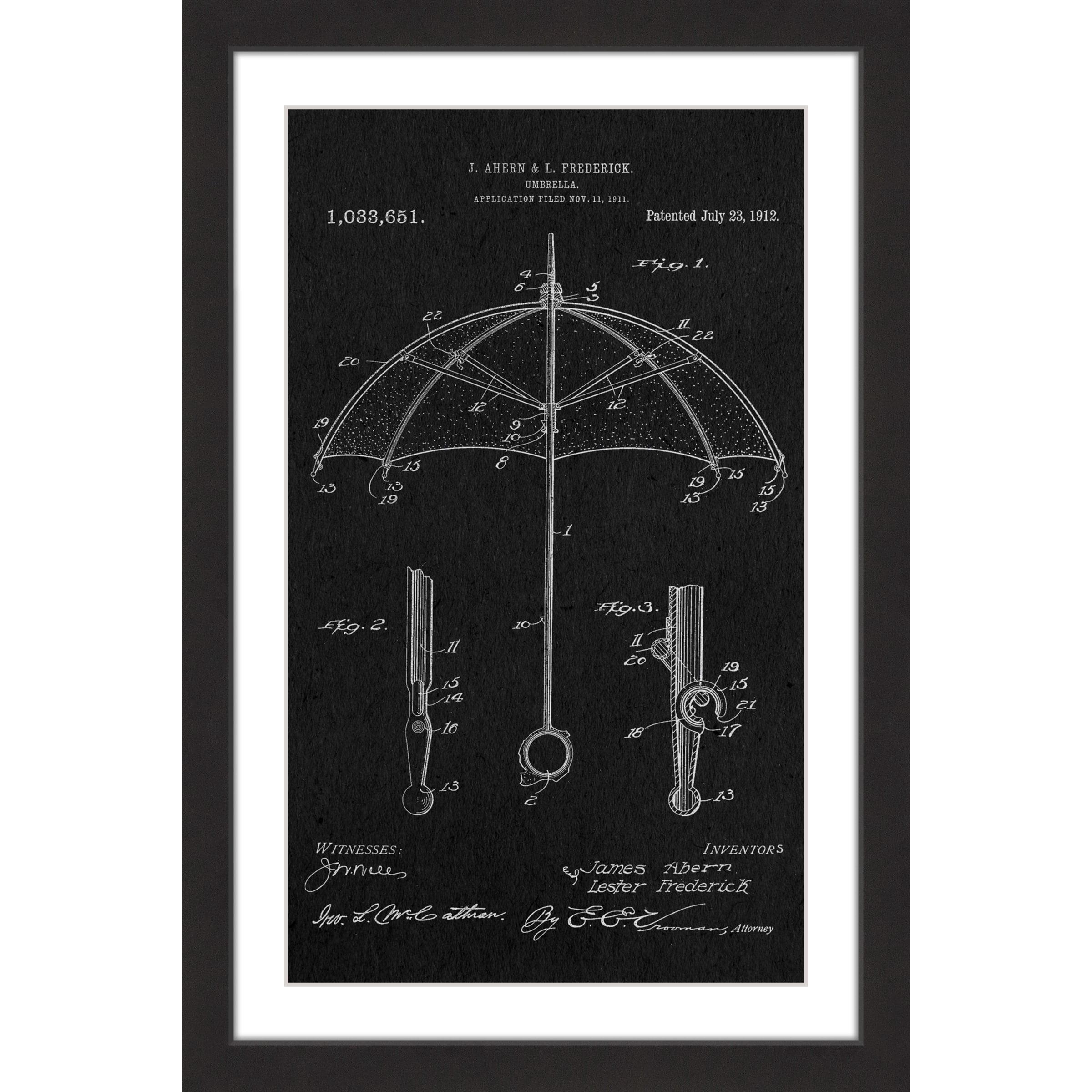 MARMONT HILL  - 'Umbrella 1912 Black Paper' by Steve King Framed Painting Print - Multi 30 x 45