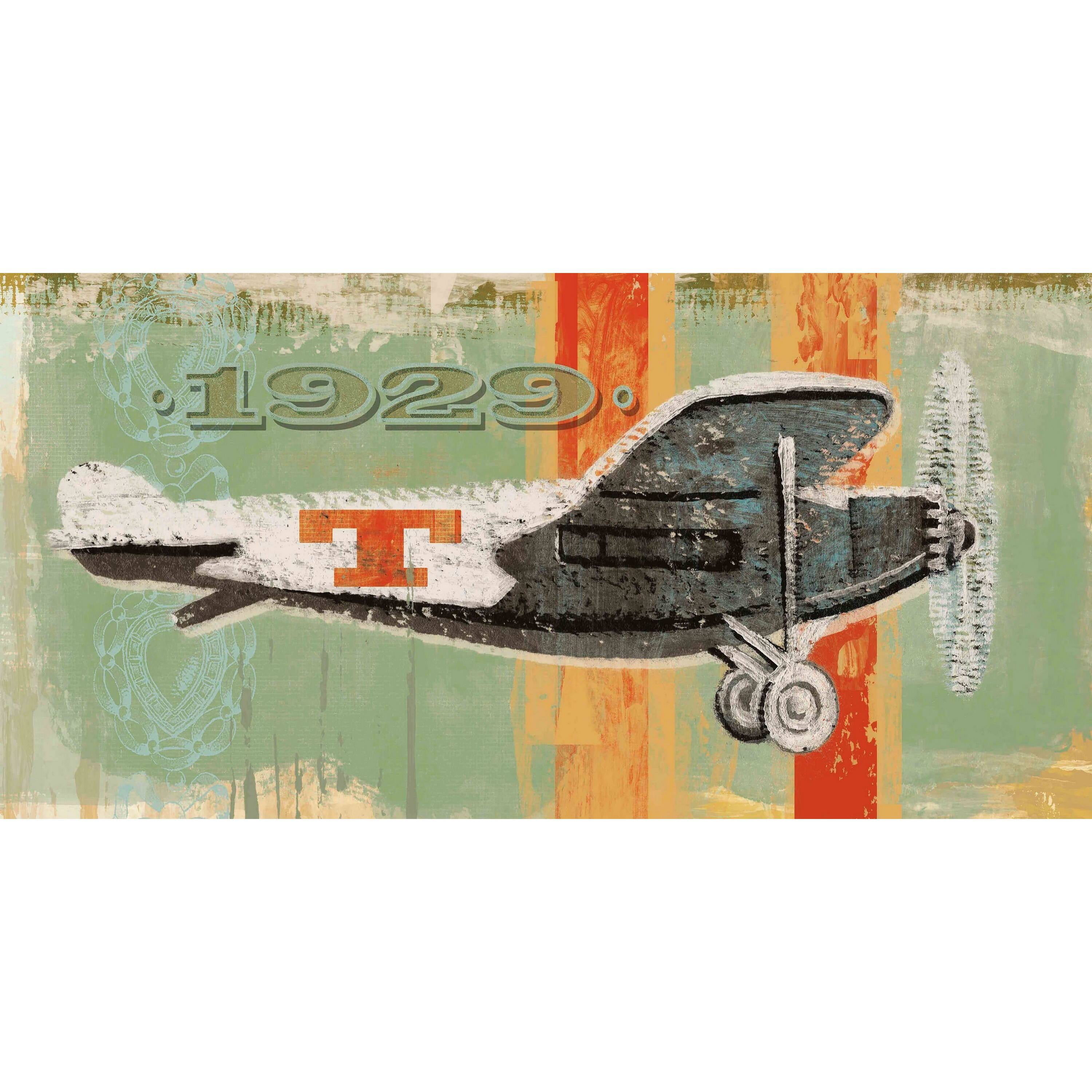 MARMONT HILL  - Vintage Plane 1929 Painting Print on Canvas - Multi-Color 36 x 18