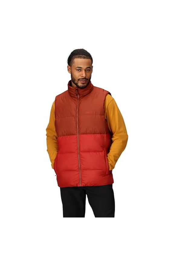 MEN'S GUIDES DOWN STAND-COLLAR VEST - SIZE: MEN S - PECAN/SUMAC