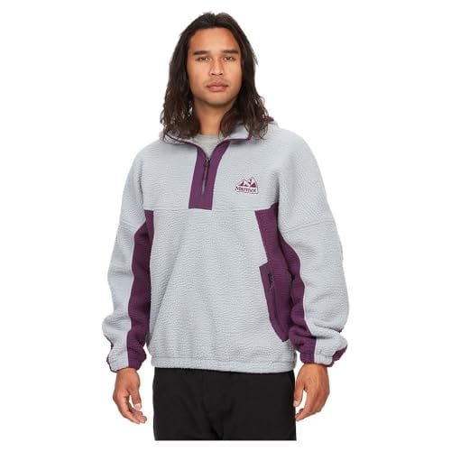MARMOT MEN'S SUPER AROS FLEECE HOODY JACKET - SIZE: MEDIUM - SLEET/PURPLE