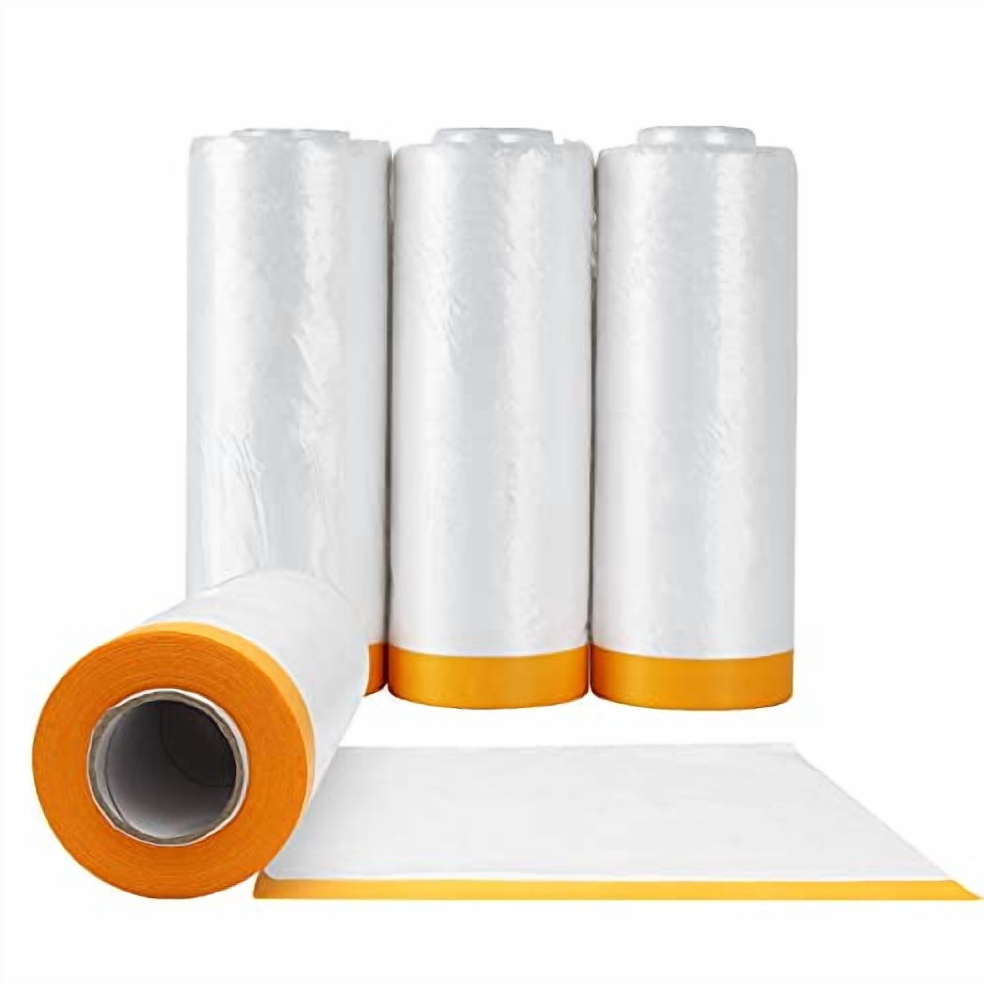 MARNER 4 Rolls Clear Plastic Sheeting 4 9Ft X 65 5 Ft Pre Taped Masking marner-4-rolls-clear-plastic-sheeting-4-9ft-x-65-5-ft-pre-taped-masking