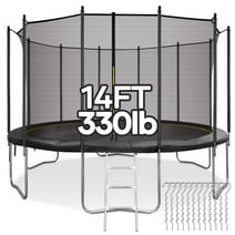 MARNUR 14 FT Trampoline for Kids Max Weight 330 LBS with Ladder, Safety Enclosure, Wind Stakes for Backyards Outdoor