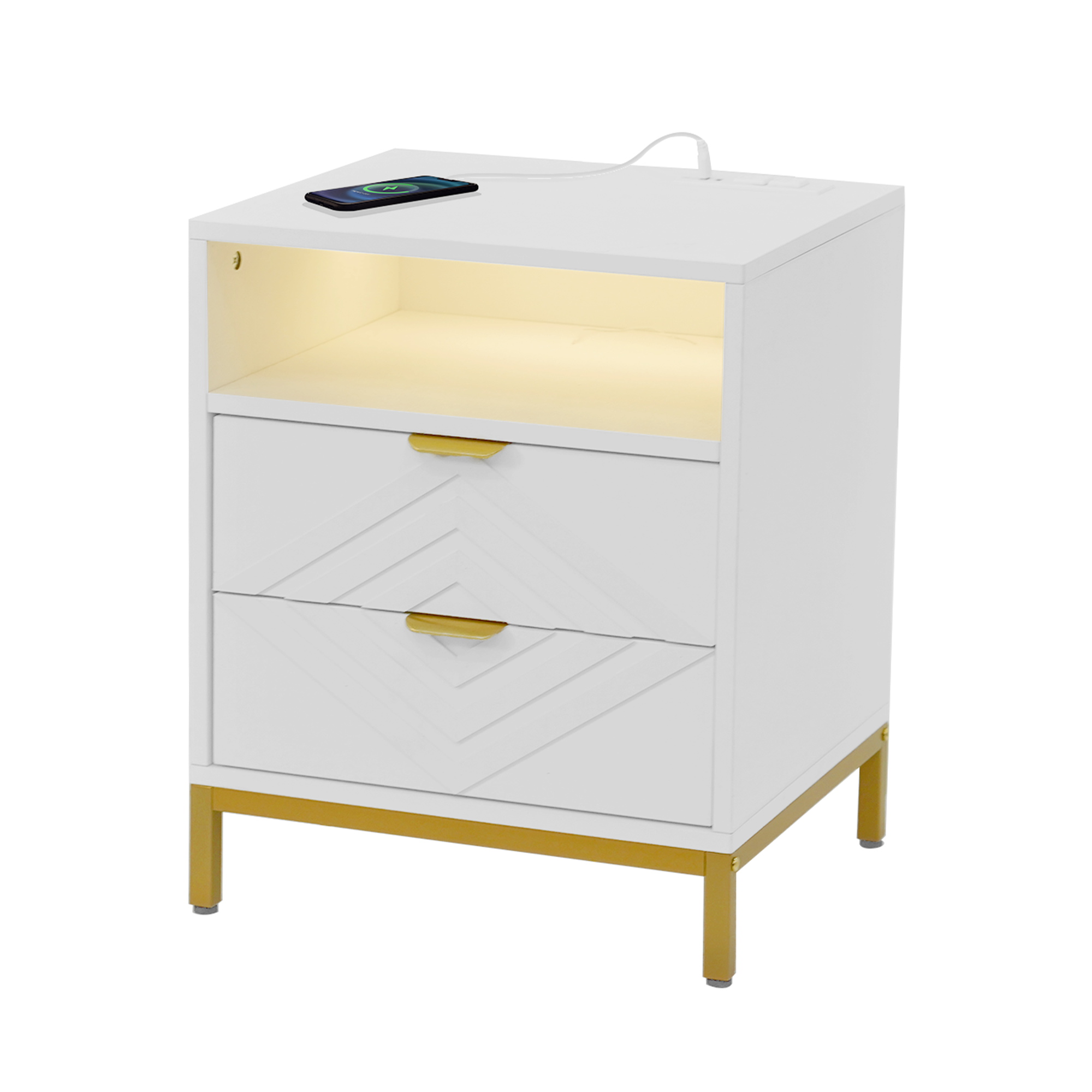 Behost 2Pack Nightstand with Drawer & USB Charging Ports, MultiTier