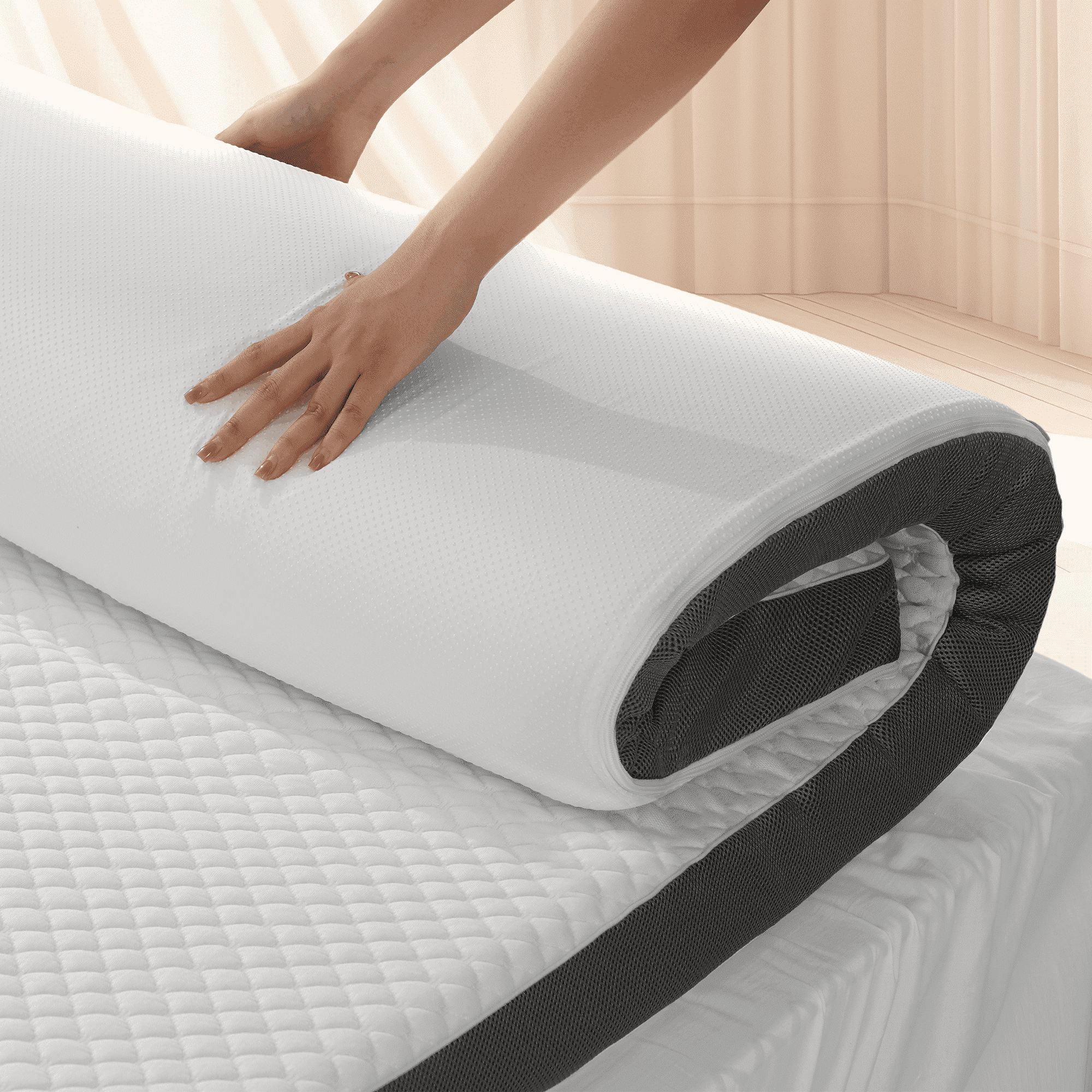 MARNUR 3 Inch Gel Memory Foam Mattress Topper Queen Size, Cooling & Pressure Relief Breathable Cover, CertiPUR-US Certified, 60"×80"