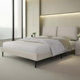 MARNUR Queen Size Padded Bed Frame with Adjustable Linen Fabric ...