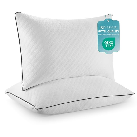 MARNUR Bed Pillows Hotel Collection Luxury Down Alternative Pillow for Beds 2 Pack, Medium Support for Side & Back Sleepers with Premium Pillowcases, 28"x18"