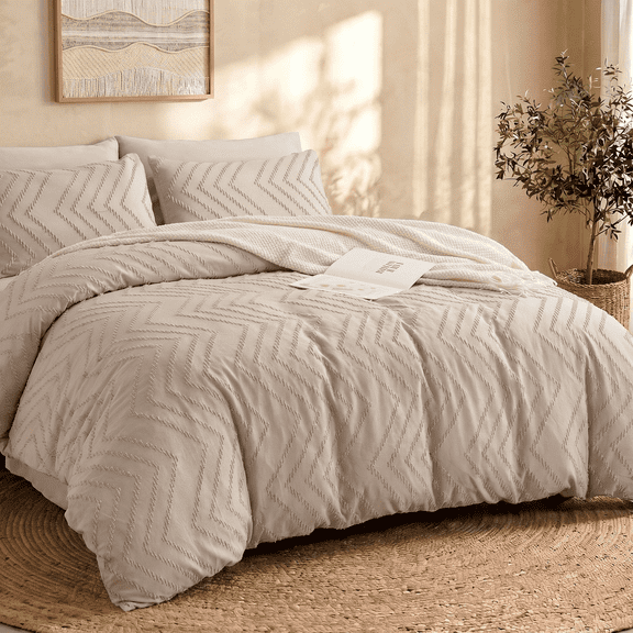 MARNUR Twin XL Comforter Set, 7 Pieces Boho Tufted Bed in a Bag, All-Season Prewashed Soft Bedding Set with Comforter, Sheets, Pillowcases & Shams, Beige