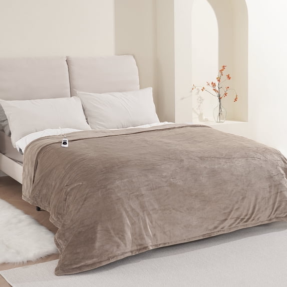 MARNUR Electric Blanket 72" x 84" Full Size Heated Blanket, 6 Heating Levels, 10 Hours Timer - Linen