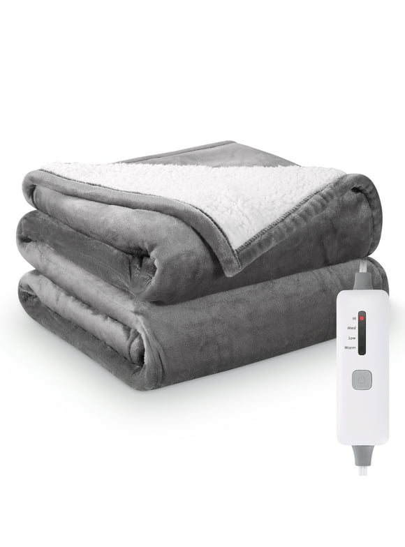 MARNUR Electric Blanket Full Size 72"x84" Heated Blanket Flannel & Shu Velveteen with 4 Heating Levels, 10H Auto-off, Machine Washable