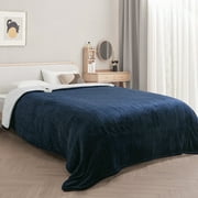 MARNUR Electric Heated Blanket King Size 90''x100'', Fast Heating with Dual Controllers, 10 Heating Levels, 10H Timers, Preheat Function - Dark Blue