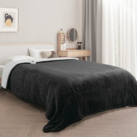 MARNUR Electric Heated Blanket King Size 90''x100'', Fast Heating with Dual Controllers, 10 Heating Levels, 10H Timers, Preheat Function - Dark Gray