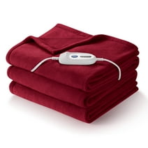 MARNUR Electric Heated Blanket Polar Fleece Full Size 77''x 84'' with 4 Heating Levels 10H Auto-off Machine Washable - Red