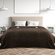 MARNUR Heated Blanket Queen Size 84''x90'', Fast Heating with Dual Controllers Electric Blanket, 10 Heating Levels, 10H Timer, Preheat Function - Brown