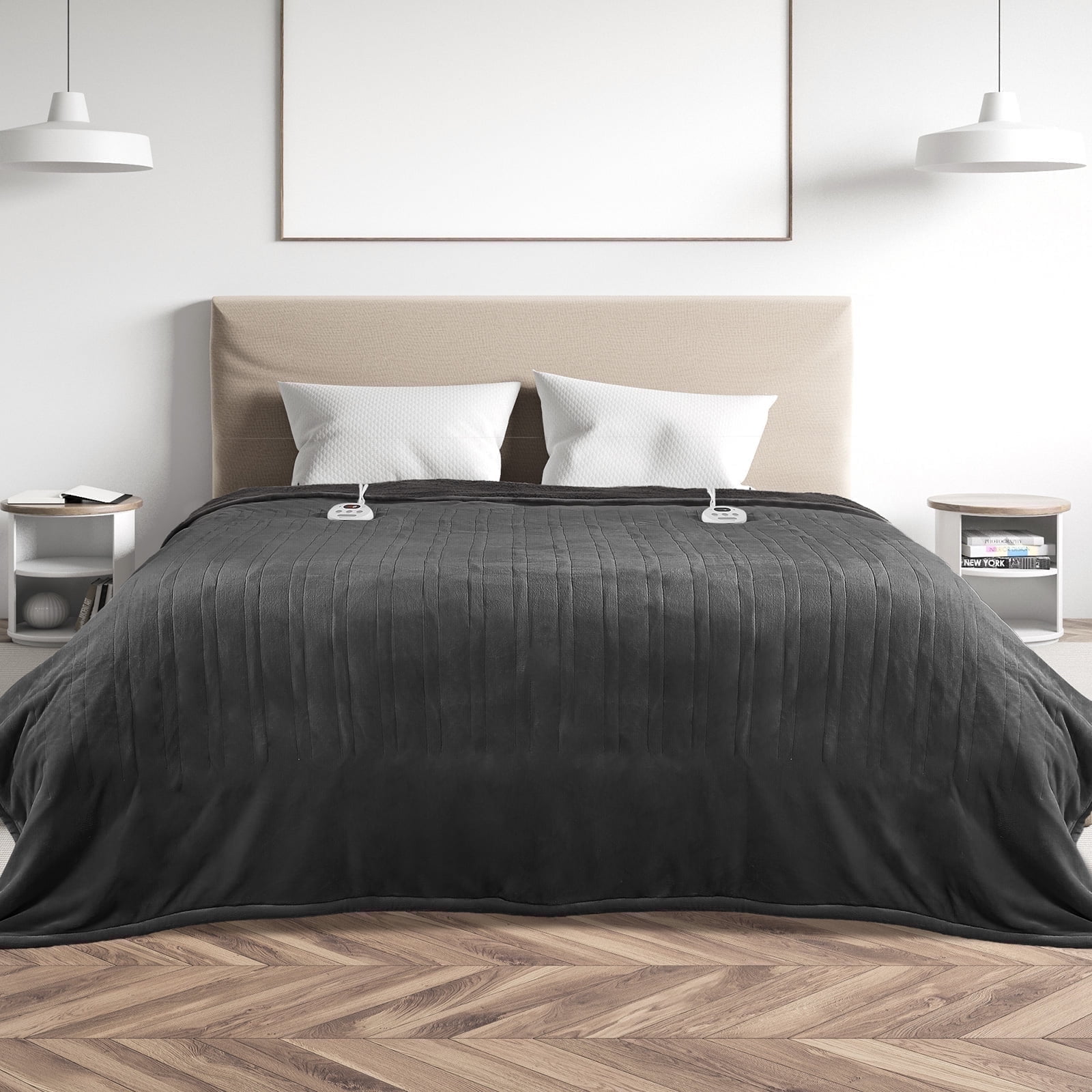 MARNUR Heated Blanket Queen Size 84''x90'', Fast Heating with Dual Controllers Electric Blanket, 10 Heating Levels, 10H Timer, Preheat Function - Gray - Walmart.com