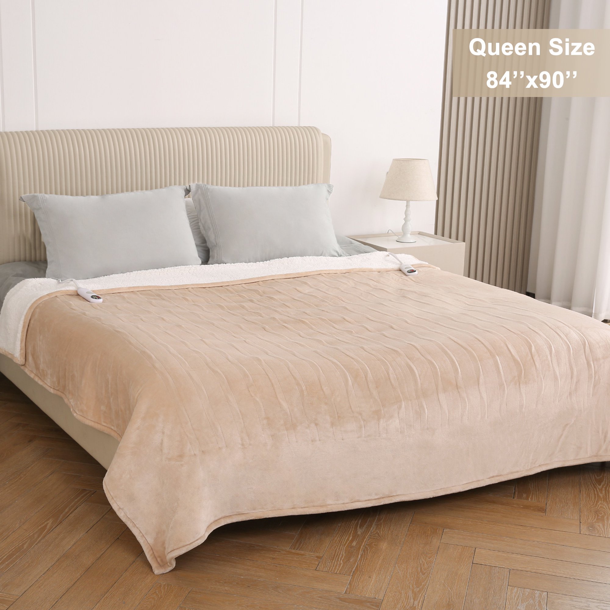 MARNUR Electric Heated Blanket Queen Size 84''x90'', Fast Heating with Dual  Controllers, 6 Heating Levels, 8H Time Settings, Machine Washable - Beige -  Walmart.com