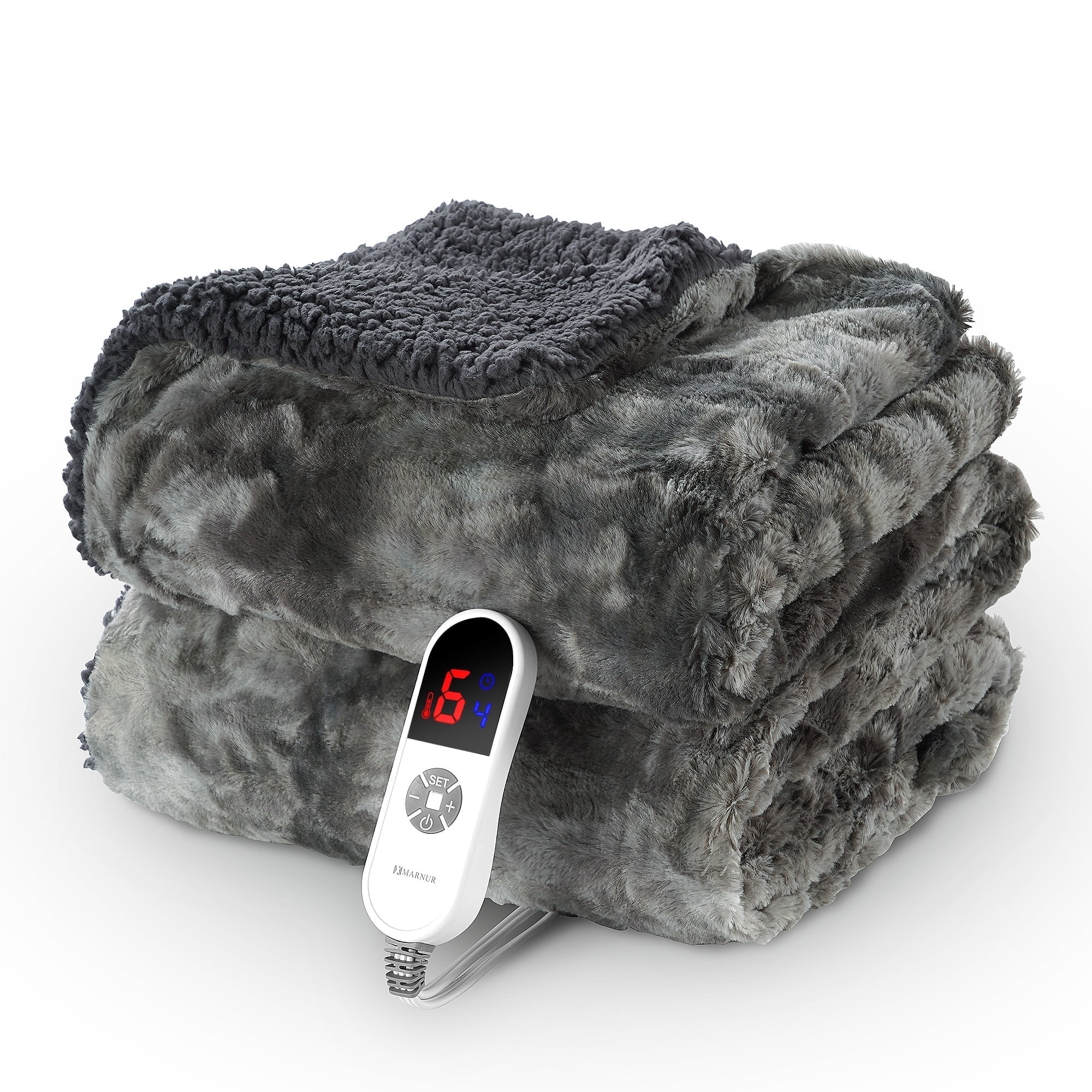 MARNUR Electric Throw Blanket 50" x 60", Soft Faux Fur Heated Blanket(00)