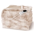 thumbnail image 1 of MARNUR Heated Blanket Electric Throw Extra Large Size 50"x72", Soft Faux Fur Heated Throw with 10 Heating Levels 4 Hours Timer Machine Washable, Khaki, 1 of 13
