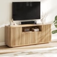 thumbnail image 1 of MARNUR Fluted TV Stand for TVs up to 65", 55" Modern Media Console with 3-Sided Fluted Design, Push-to-Open Doors for Living Room, Oak, 1 of 11