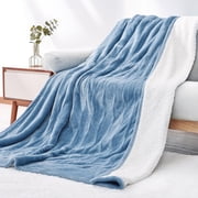 MARNUR Heated Blanket Twin Size 62x 84, Flannel & Sherpa Electric Blanket with 10 Hours Timer, 6 Heat Settings, Machine Washable, Blue