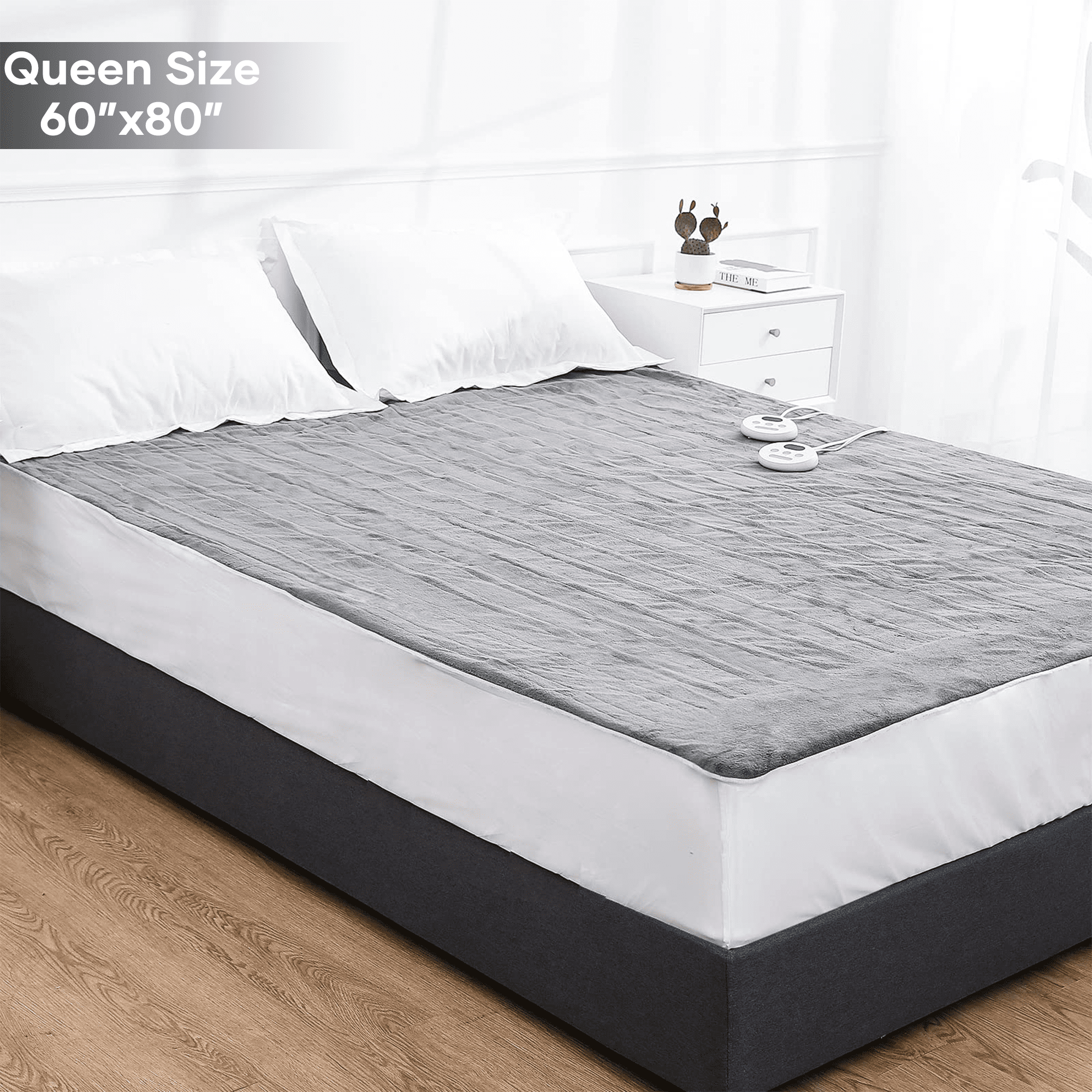 MARNUR Heated Mattress Pad Queen Size 60''x80'' with Dual Controllers, 10 Heating Levels, 10H