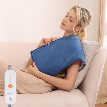 MARNUR Heating Pad, Large Size 12''x24'' with 4 Heat Settings, Auto-off, Machine Washable, Blue