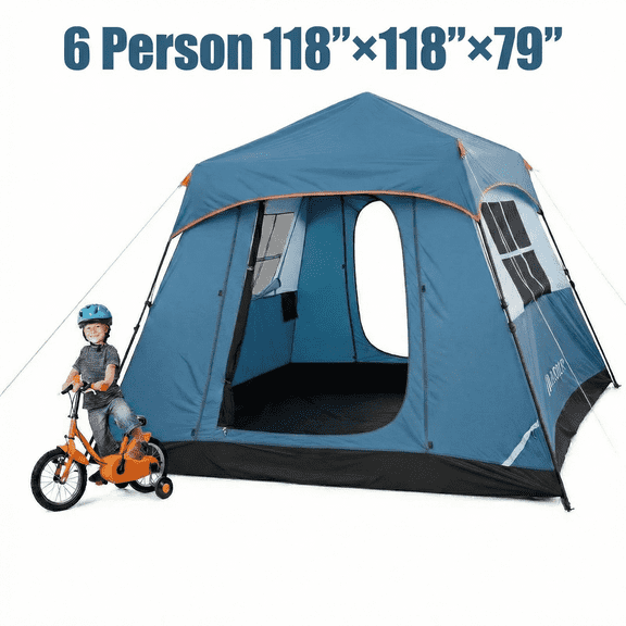 MARNUR 6-Person Instant Cabin Tent, Camping Tent with Carry Bag , Instant Setup, Outdoor, Hiking, Traveling, Blue