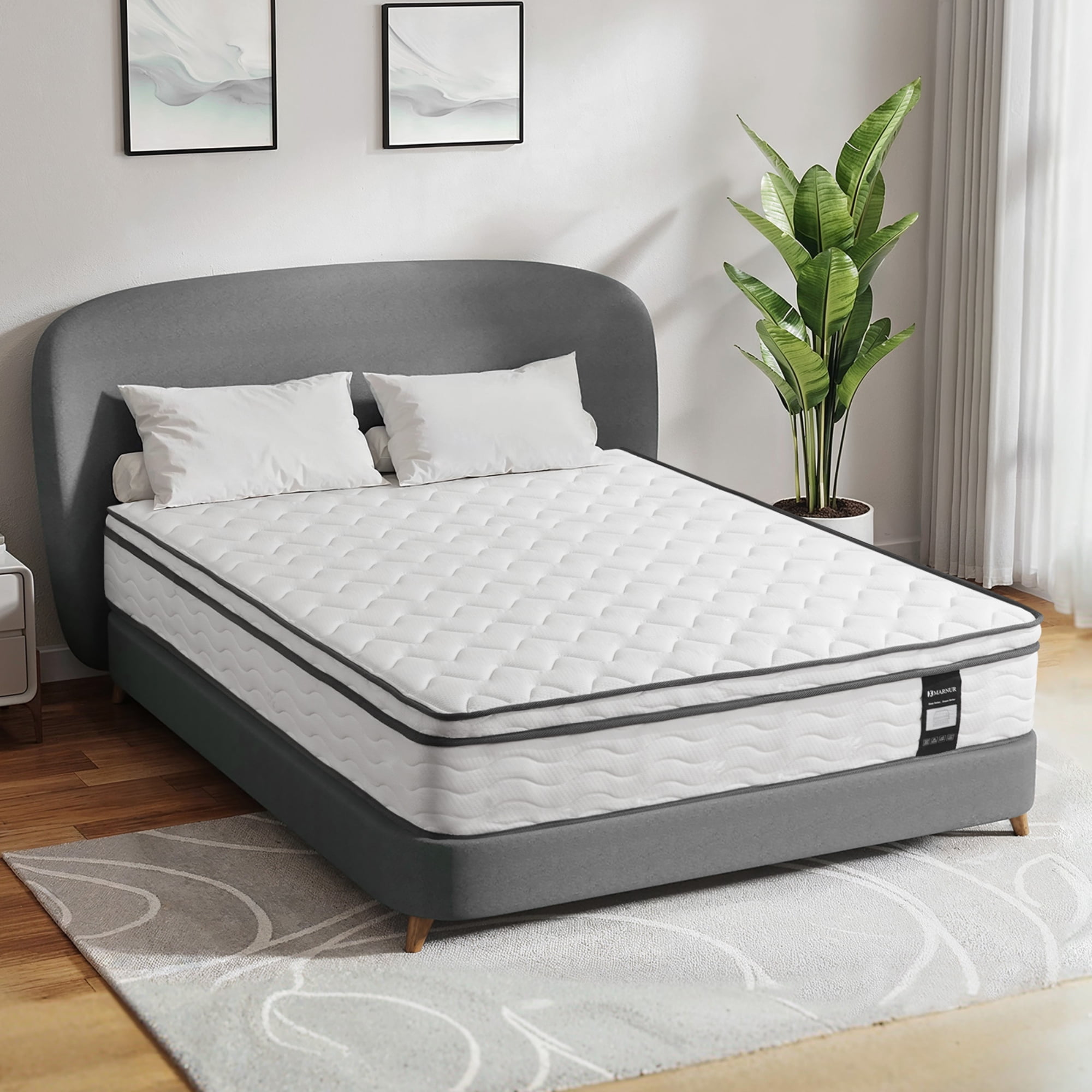 MARNUR 10 inch Queen Hybrid Mattress with Memory Foam, Medium Firm, Euro Top