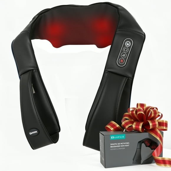 MARNUR Neck and Shoulder Massager, 3D Deep Tissue Kneading Shiatsu Massager with Heat, Black