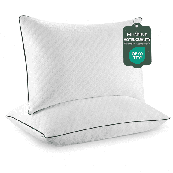 MARNUR Pillows for Bed 2 Pack, Hotel Collection Luxury Down Alternative Bed Pillows for Sleeping, Soft Support for Side, Back & Stomach Sleepers, Standard Size 28" x 18"