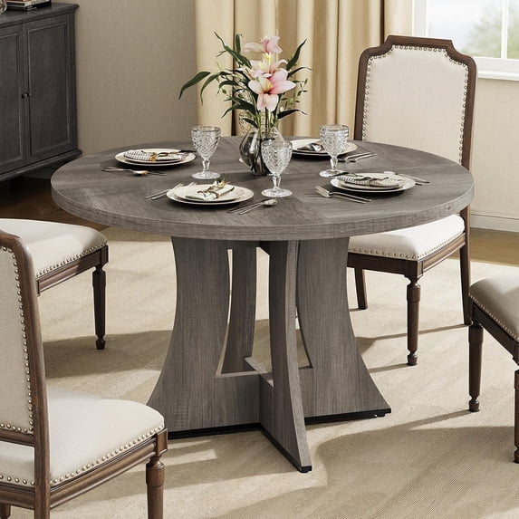 MARNUR Round Dining Table for 4 Persons 47" Modern Kitchen Table for Dining Room Kitchen, Gray (Only Table)