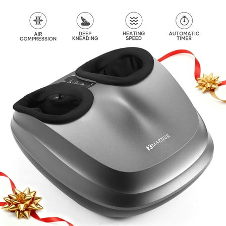 MARNUR Shiatsu Foot Massager with Heat and Air Compression, Deep Kneading for Muscle Relief & Relaxation, Fits up to Men's Size 12, Dark Gray