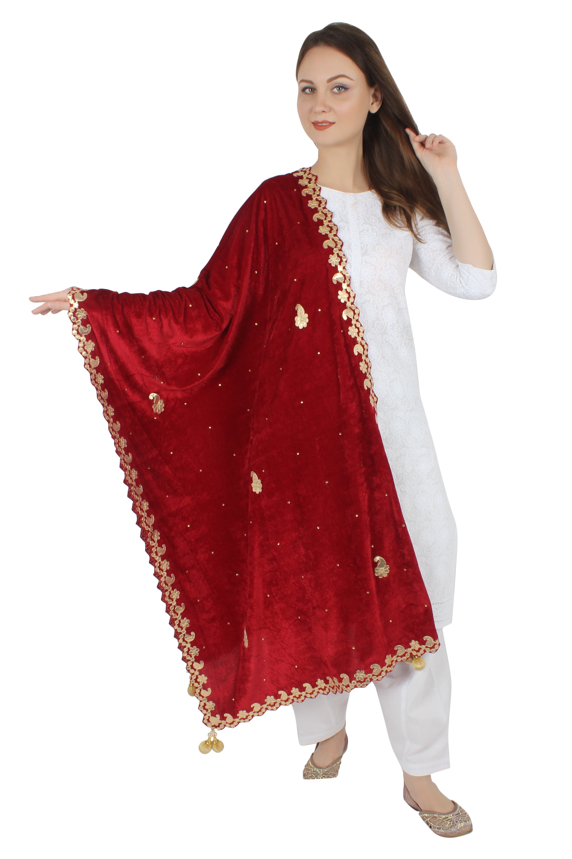 gota patti velvet shawl