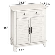 MAROUTE Farmhouse 3-Tier Storage Cabinet   Adjustable Shelves, Slatted Doors, Waterproof   Multifunctional Organizer for Kitchen, Dining Room, Entryway & Home Office