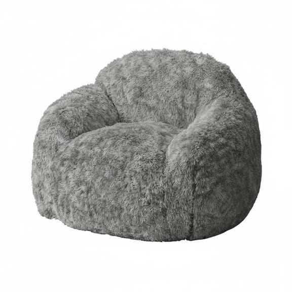 MAROUTE Faux Fur Bean Bag Chair with Armrests, Padded Foam-Filled Lounge Sofa, Lazy Seat for Bedroom/Living Room, Black