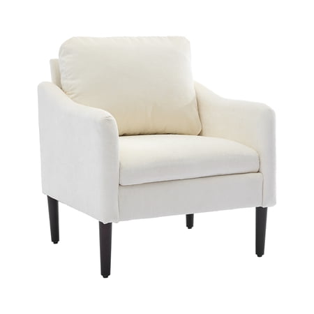 MAROUTE Mid-Century Modern Curved Armchair, Chenille Upholstery, Wood Legs, 350 lbs Capacity, Beige