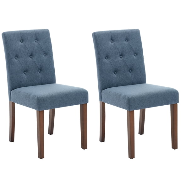 MAROUTE Modern Upholstered Dining Chairs Set of 2 – High Back, Soft Fabric Seat, Wood Legs – Ideal for Kitchen, Dining, Living Room, Café - Blue